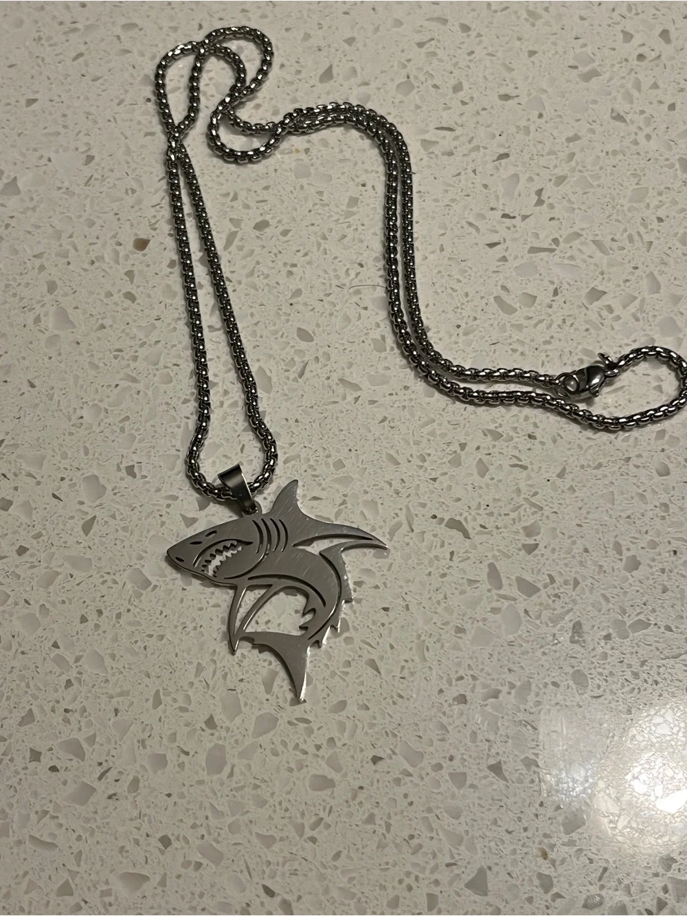 Stainless Steel Punk Fierce Shark Hollow Pendant Necklace